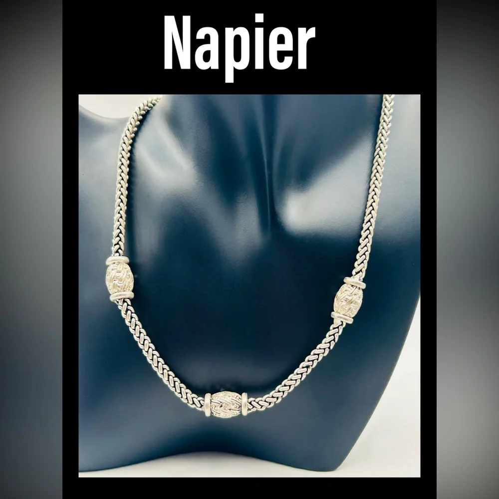 Napier Silver Necklace with Intricate Accents - Picture 1 of 14